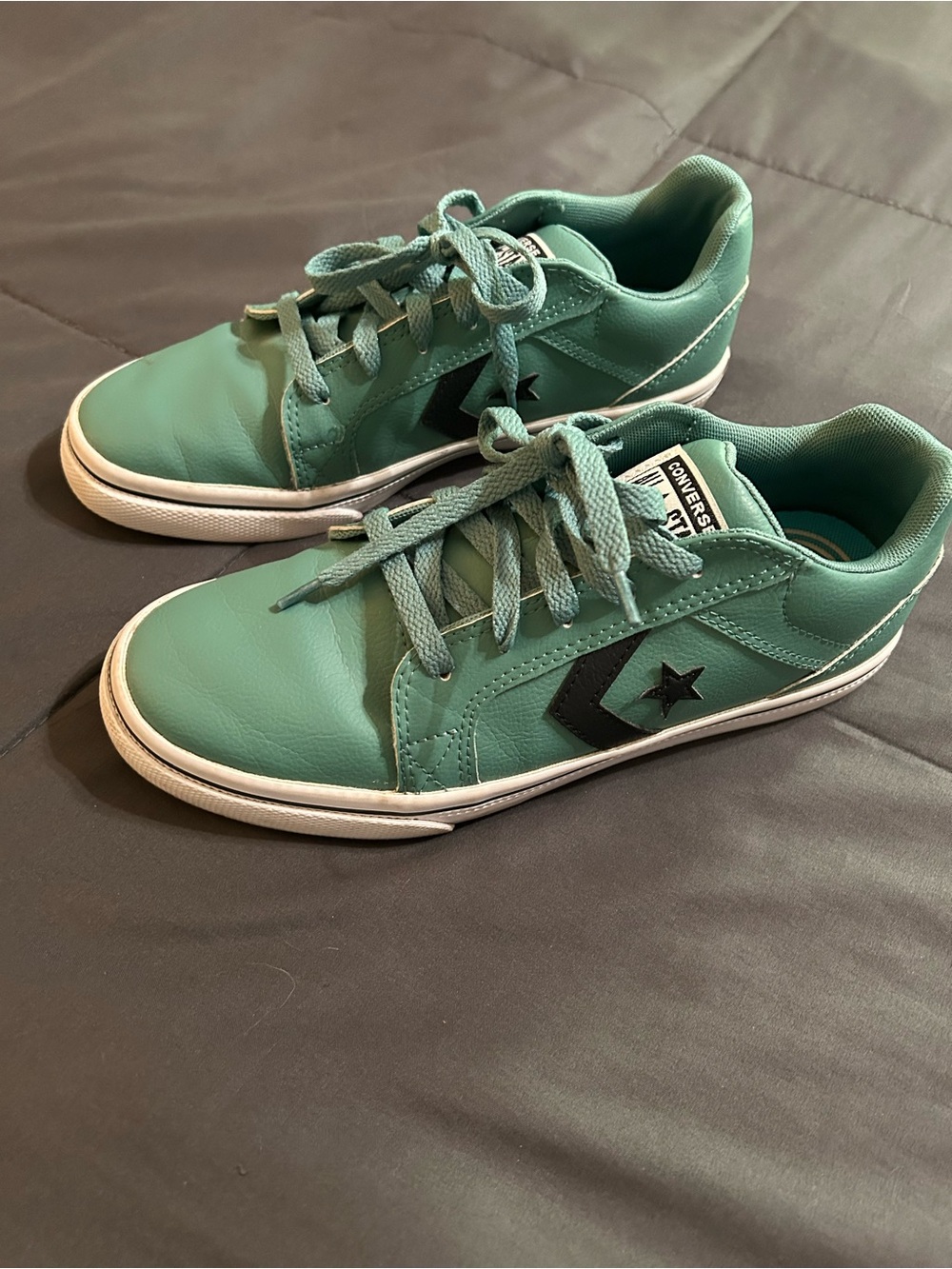 Converse Women's Low-Top Sneakers in Teal with Black Chevron Star